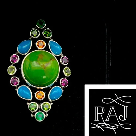🦋NICKY BUTLER RAJ LIMITED EDITION Sterling Silver Turquoise Multi Gem Ring SZ 9 - Picture 1 of 13
